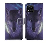 Tnviud Housse Case PU Cuir Cover Flip Etui Coque Protection Skin pour Logicom EZY 5" (Wolf Design)