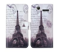 Tnviud Housse Case PU Cuir Cover Flip Etui Coque Protection Skin pour Logicom L-282 2.8" (Stamp Tower Design)