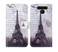 Tnviud Housse Case PU Cuir Cover Flip Etui Coque Protection Skin pour Logicom Le E45 1.77" (Stamp Tower Design)