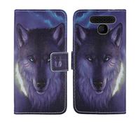 Tnviud Housse Case PU Cuir Cover Flip Etui Coque Protection Skin pour Logicom Le E45 1.77" (Wolf Design)