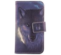 Tnviud Housse Case PU Cuir Cover Flip Etui Coque Protection Skin pour Logicom Le Posh 405 1.77" (Wolf Design)