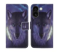 Tnviud Housse Case PU Cuir Cover Flip Etui Coque Protection Skin pour Logicom Orion E1 Plus 6.75" (Wolf Design)