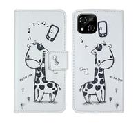 Tnviud Housse Case PU Cuir Cover Flip Etui Coque Protection Skin pour Logicom Sense 6.5" (Giraffe Design)