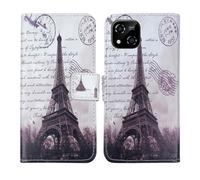 Tnviud Housse Case PU Cuir Cover Flip Etui Coque Protection Skin pour Logicom Sense 6.5" (Stamp Tower Design)