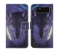 Tnviud Housse Case PU Cuir Cover Flip Etui Coque Protection Skin pour Logicom Xtrem 650 6.51" (Wolf Design)
