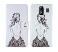 Tnviud Housse Case PU Cuir Cover Flip Etui Coque Protection Skin pour MaxCom Classic MM282 4G 2.8" (Back Girl Design)
