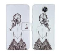 Tnviud Housse Case PU Cuir Cover Flip Etui Coque Protection Skin pour Maxcom MS572 4G 5.71" (Back Girl Design)