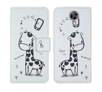 Tnviud Housse Case PU Cuir Cover Flip Etui Coque Protection Skin pour Maxcom MS572 4G 5.71" (Giraffe Design)