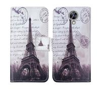 Tnviud Housse Case PU Cuir Cover Flip Etui Coque Protection Skin pour Maxcom MS572 4G 5.71" (Stamp Tower Design)