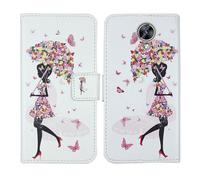 Tnviud Housse Case PU Cuir Cover Flip Etui Coque Protection Skin pour Maxcom MS572 4G 5.71" (Umbrella Girl Design)