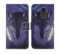 Tnviud Housse Case PU Cuir Cover Flip Etui Coque Protection Skin pour MyPhone 6410 LTE 2.4" (Wolf Design)