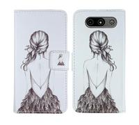 Tnviud Housse Case PU Cuir Cover Flip Etui Coque Protection Skin pour MyPhone 7340 LTE 2.8" (Back Girl Design)
