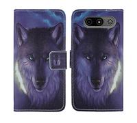 Tnviud Housse Case PU Cuir Cover Flip Etui Coque Protection Skin pour MyPhone 7340 LTE 2.8" (Wolf Design)