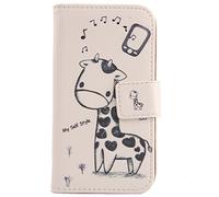 Tnviud Housse Case PU Cuir Cover Flip Etui Coque Protection Skin pour Olympia Joy II 2.4" (Giraffe Design)