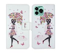Tnviud Housse Case PU Cuir Cover Flip Etui Coque Protection Skin pour Oukitel C65 Pro 6.67" (Umbrella Girl Design)