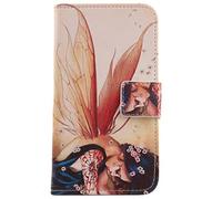 Tnviud Housse Case PU Cuir Cover Flip Etui Coque Protection Skin pour Panasonic KX-TF400EXB 2.4" (Wing Girl Design)