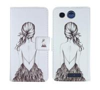 Tnviud Housse Case PU Cuir Cover Flip Etui Coque Protection Skin pour Panasonic KX TU110 1.77" (Back Girl Design)