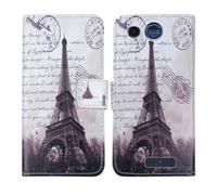 Tnviud Housse Case PU Cuir Cover Flip Etui Coque Protection Skin pour Panasonic KX TU110 1.77" (Stamp Tower Design)