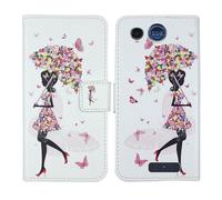 Tnviud Housse Case PU Cuir Cover Flip Etui Coque Protection Skin pour Panasonic KX TU110 1.77" (Umbrella Girl Design)