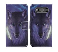Tnviud Housse Case PU Cuir Cover Flip Etui Coque Protection Skin pour SPC Fortune 2 Max 2.4" (Wolf Design)