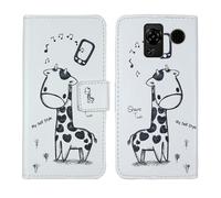 Tnviud Housse Case PU Cuir Cover Flip Etui Coque Protection Skin pour SPC Talk 2 / Talk 2 GO 1.77" (Giraffe Design)