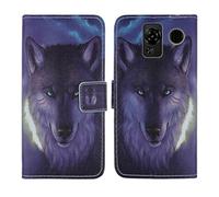Tnviud Housse Case PU Cuir Cover Flip Etui Coque Protection Skin pour SPC Talk 2 / Talk 2 GO 1.77" (Wolf Design)