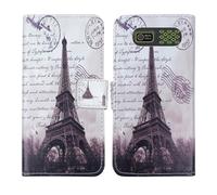 Tnviud Housse Case PU Cuir Cover Flip Etui Coque Protection Skin pour Trevi Forte 80 2" (Stamp Tower Design)