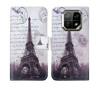 Tnviud Housse Case PU Cuir Cover Flip Etui Coque Protection Skin pour Ulefone Armor 22 Pro 6.58" (Stamp Tower Design)
