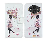 Tnviud Housse Case PU Cuir Cover Flip Etui Coque Protection Skin pour Ulefone RugKing 3 Pro 6.56" (Umbrella Girl Design)