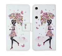 Tnviud Housse Case PU Cuir Cover Flip Etui Coque Protection Skin pour Xreal Beam Pro 6.5" (Umbrella Girl Design)