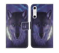 Tnviud Housse Case PU Cuir Cover Flip Etui Coque Protection Skin pour Xreal Beam Pro 6.5" (Wolf Design)