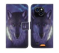 Tnviud Housse Case PU Cuir Cover Flip Etui Coque Protection TPU Silicone Skin Protecteur pour Oukitel WP32 5.93" (Wolf Design)