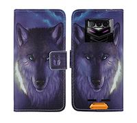 Tnviud TPU Silicone Housse Case PU Cuir Cover Flip Etui Coque Protection Skin pour Doogee S89 / S89 Pro 6.3" (Wolf Design)