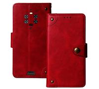 Tnviud Veritable Cuir Housse Téléphone Case pour Blackview BL8800 / BL8800 Pro 6.58" TPU Silicone Coque Étui Cas Couverture Protecteur Cover Portefeuille Antichoc Cover Case (Rouge)