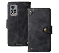 Tnviud Veritable Cuir Housse Téléphone Case pour Blackview BV9200 6.6" TPU Silicone Coque Étui Cas Couverture Protecteur Cover Portefeuille Antichoc Cover Case (Noir)