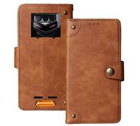 Tnviud Veritable Cuir Housse Téléphone Case pour Doogee S89 / S89 Pro 6.3" TPU Silicone Coque Étui Cas Couverture Protecteur Cover Portefeuille Antichoc Cover Case (Brun)