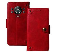 Tnviud Veritable Cuir Housse Téléphone Case pour Doogee S98 6.3" TPU Silicone Coque Étui Cas Couverture Protecteur Cover Portefeuille Antichoc Cover Case (Rouge)