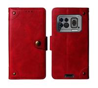 Tnviud Veritable Cuir Housse Téléphone TPU Silicone Case pour DOOGEE S200 Max 6.72" Coque Étui Cas Couverture Protecteur Cover Portefeuille Antichoc Cover Case (Rouge)