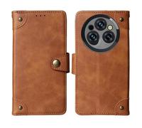 Tnviud Veritable Cuir Housse Téléphone TPU Silicone Case pour Oukitel WP55 / WP55 Pro 5G 6.6" Coque Étui Cas Couverture Protecteur Cover Portefeuille Antichoc Cover Case (Brun)