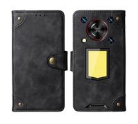 Tnviud Veritable Cuir Housse Téléphone TPU Silicone Case pour Oukitel WP56 5G 6.8 inch Coque Étui Cas Couverture Protecteur Cover Portefeuille Antichoc Cover Case (Noir)
