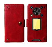Tnviud Veritable Cuir Housse Téléphone TPU Silicone Case pour Oukitel WP56 5G 6.8 inch Coque Étui Cas Couverture Protecteur Cover Portefeuille Antichoc Cover Case (Rouge)