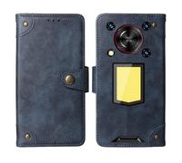 Tnviud Veritable Cuir Housse Téléphone TPU Silicone Case pour Oukitel WP56 5G 6.8 inch Coque Étui Cas Couverture Protecteur Cover Portefeuille Antichoc Cover Case (Bleu)