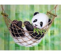 TNXEV Kit d'art diamant par numéro bébé panda décorations de Noël perceuse complète 5D bricolage arts et artisanat Bling œuvre d'art décor ensemble avec strass en cristal 30x40cm