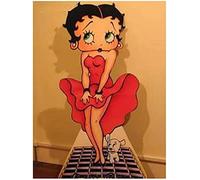 TNXEV Kit de broderie diamant 5D à faire soi-même, peinture diamant ronde et carrée, point de croix, dessin animé Betty Boop, mosaïque de diamants, Needleworkz, 40 x 50 cm