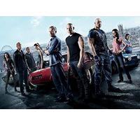 TNXEV Kit de peinture diamant 5D à faire soi-même, affiche de personnage de film Fast and Furious, point de croix en résine ronde, décoration d'intérieur, cadeau 50 x 50 cm