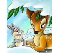 TNXEV Kit de peinture diamant à faire soi-même, peinture diamant de dessin animé Bambi, broderie au point de croix, décoration de la maison 40x50cm