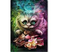 TNXEV Kit de peinture diamant rond, Alice au pays des merveilles, chats, artisanat de mosaïque pour adultes, décoration de la maison, cadeaux d'Halloween 30x40cm