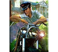 TNXEV Peinture diamant 5D à faire soi-même New York, peinture diamant complète, images au point de croix, peinture diamant moto Elvis Presley 40x50cm