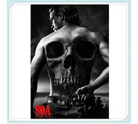 TNXEV Peinture diamant 5D à faire soi-même, point de croix, affiche de film Sons Anarchy, broderie diamant, broderie, mosaïque ronde, kits de décoration, 50 x 60 cm