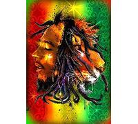 TNXEV Peinture diamant 5D Bob Marley Rock Singer, kit de broderie de peinture diamant à faire soi-même, rond en résine, point de croix, décoration d'intérieur 50 x 60 cm